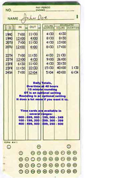 MJR7000 time cards, 2M