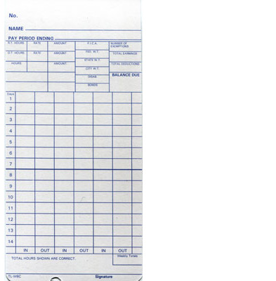 TL300 time cards, tl300, Icon tl300, tl300, tl 300, TL300BC tl300 time cards