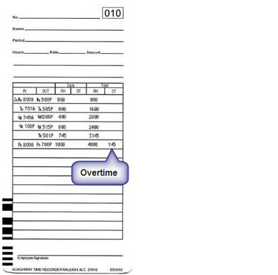 ES1010 time cards